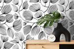 Black and White Floral Art Wallpaper - C680 - WallTrend