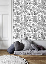 Black and White Floral Art Wallpaper - C680 - WallTrend