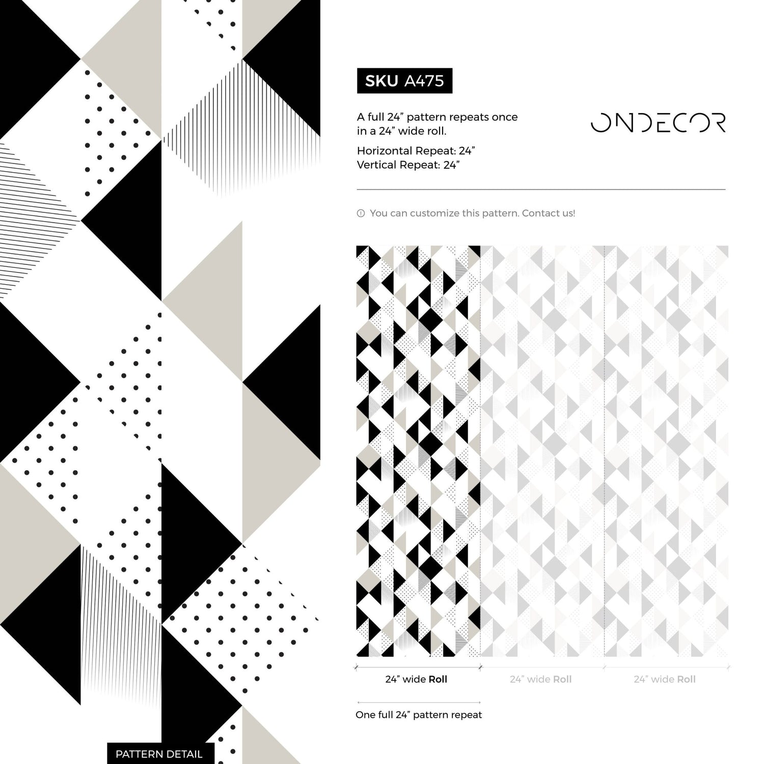 Black and White Geometric Wallpaper Modern Wallpaper Peel and Stick and Traditional Wallpaper - A475 - WallTrend