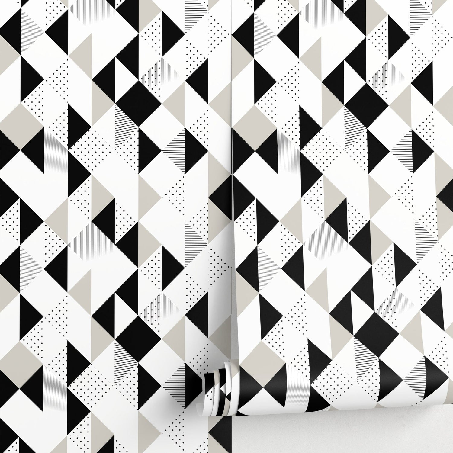 Black and White Geometric Wallpaper Modern Wallpaper Peel and Stick and Traditional Wallpaper - A475 - WallTrend