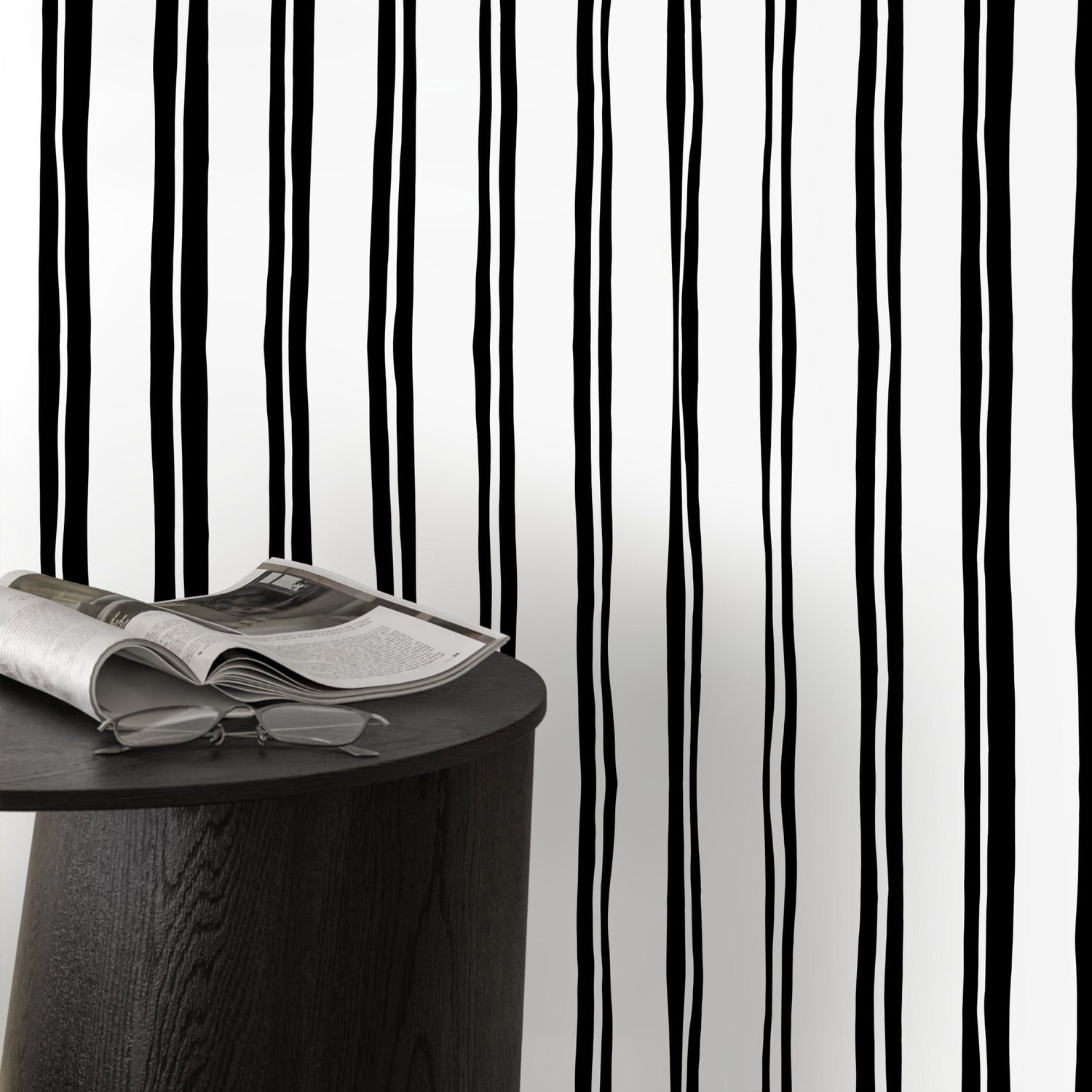 Black and White Lines Wallpaper Modern Striped Wallpaper Peel and Stick and Traditional Wallpaper - D762 - WallTrend