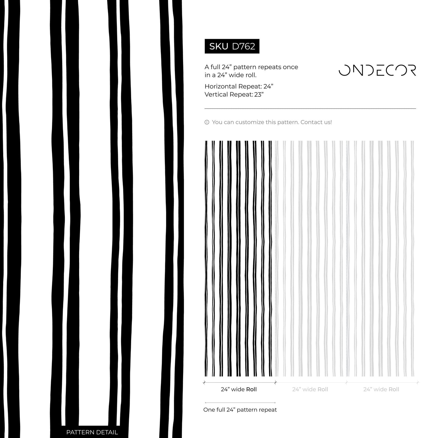 Black and White Lines Wallpaper Modern Striped Wallpaper Peel and Stick and Traditional Wallpaper - D762 - WallTrend