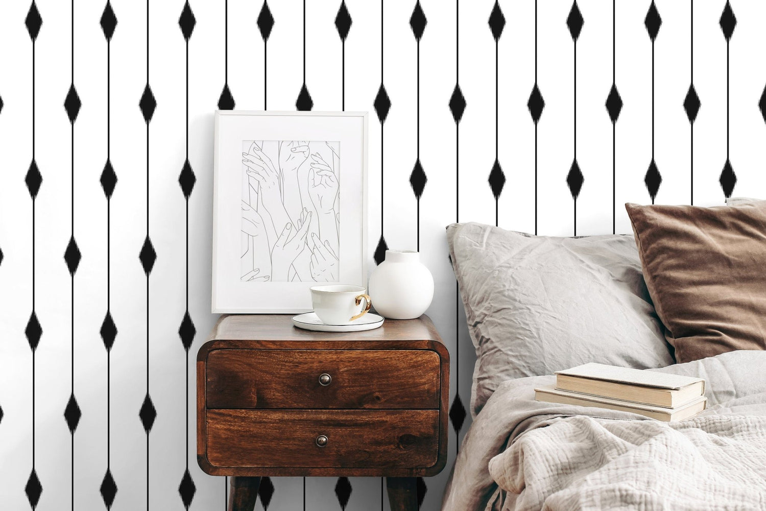 Black and White Minimalist Wallpaper / Peel and Stick Wallpaper Removable Wallpaper Home Decor Wall Art Wall Decor Room Decor - C752 - WallTrend