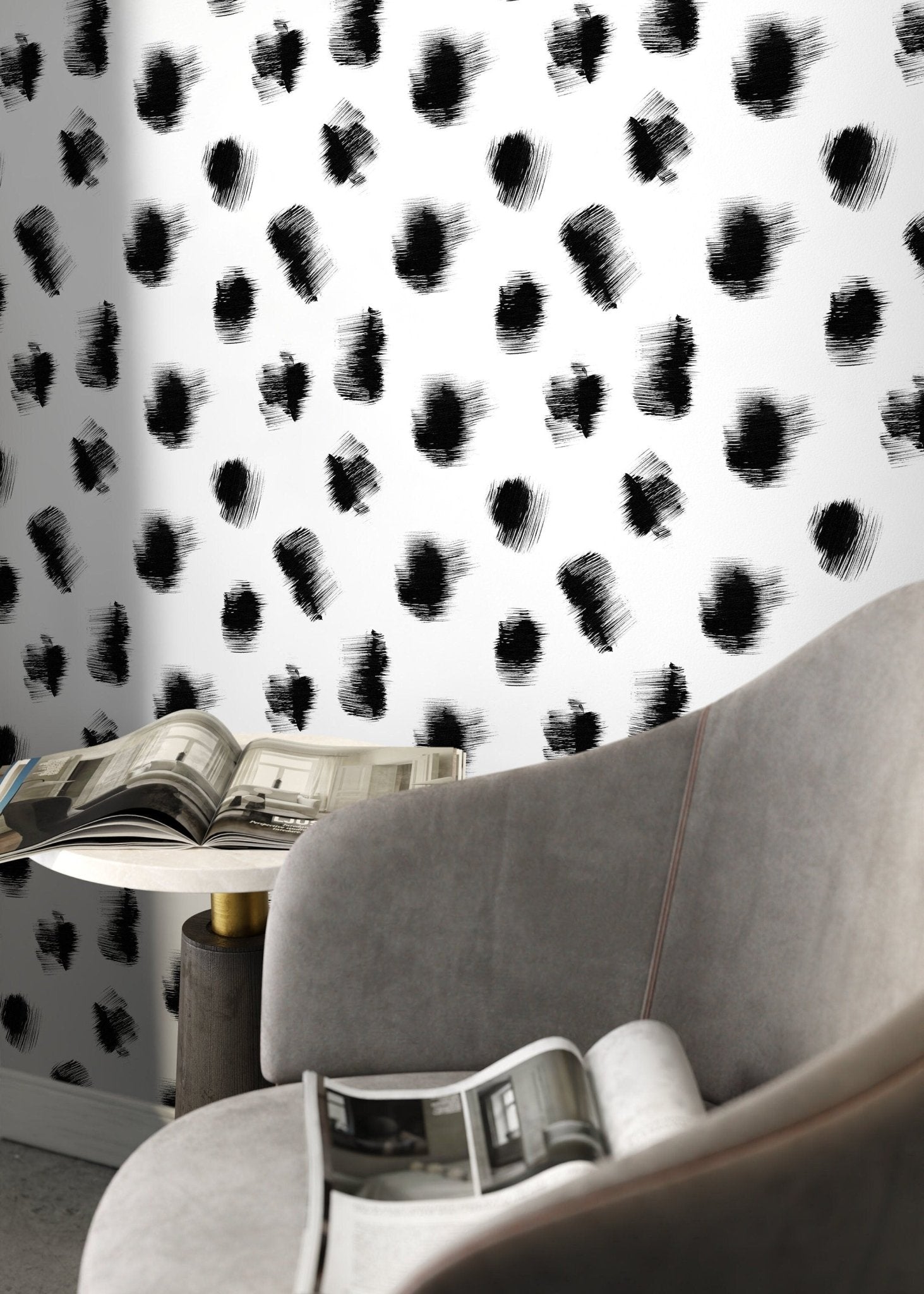 Black and White Speckle Dots Wallpaper / Peel and Stick Wallpaper Removable Wallpaper Home Decor Wall Art Wall Decor Room Decor - C895 - WallTrend