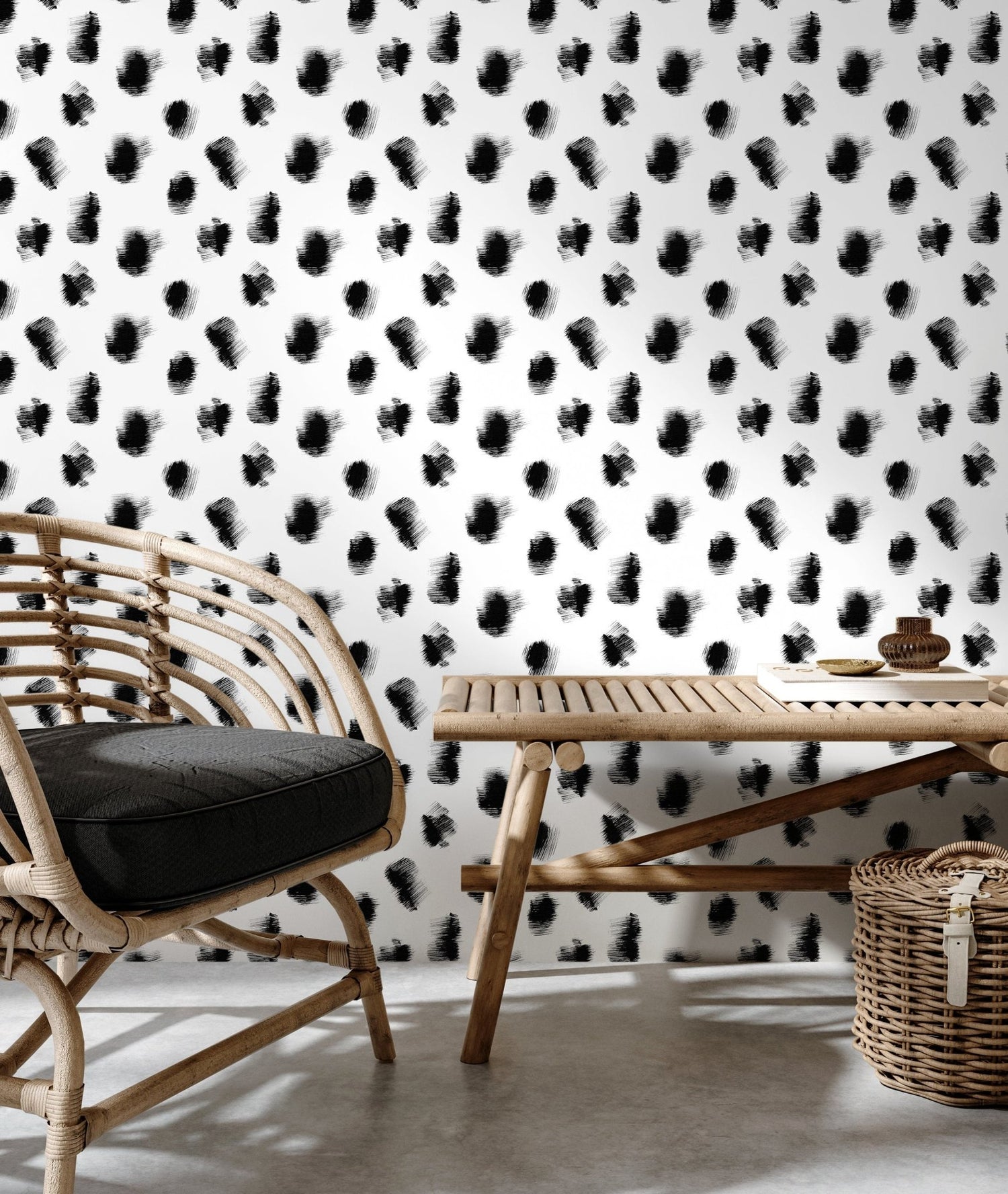 Black and White Speckle Dots Wallpaper / Peel and Stick Wallpaper Removable Wallpaper Home Decor Wall Art Wall Decor Room Decor - C895 - WallTrend