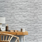 Black and White Striped Wallpaper Boho Wallpaper Peel and Stick and Traditional Wallpaper - D772 - WallTrend