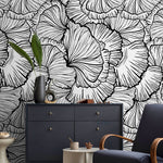 Black and White Wallpaper Abstract Leaves Wallpaper Peel and Stick and Traditional Wallpaper - A524 - WallTrend