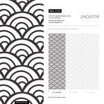 Black and White Wallpaper Boho Scollops Wallpaper Peel and Stick and Traditional Wallpaper - A590 - WallTrend