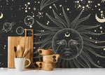 Black Celestial Wallpaper / Peel and Stick Wallpaper Removable Wallpaper Home Decor Wall Art Wall Decor Room Decor - D342 - WallTrend