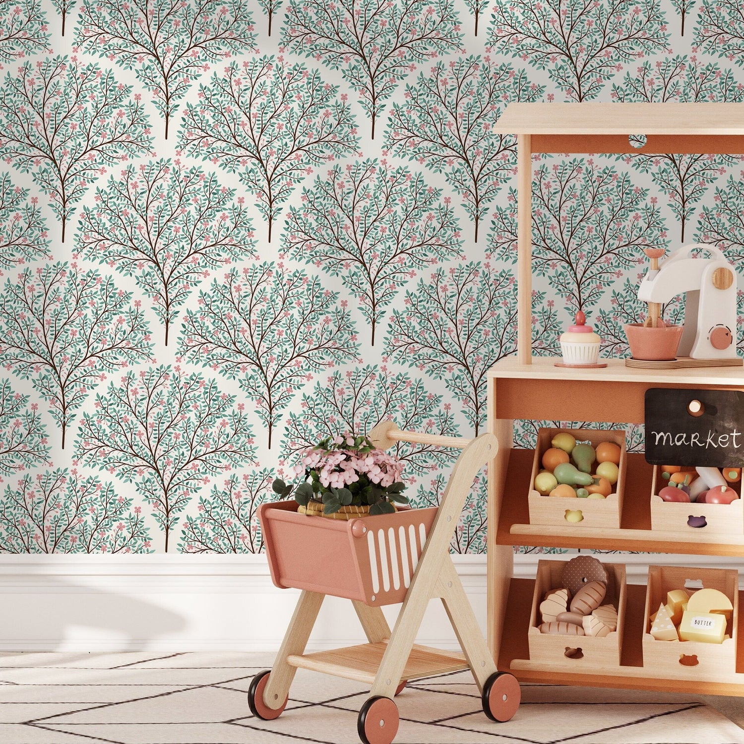 Blossoming Coral Trees Wallpaper - C809 - WallTrend