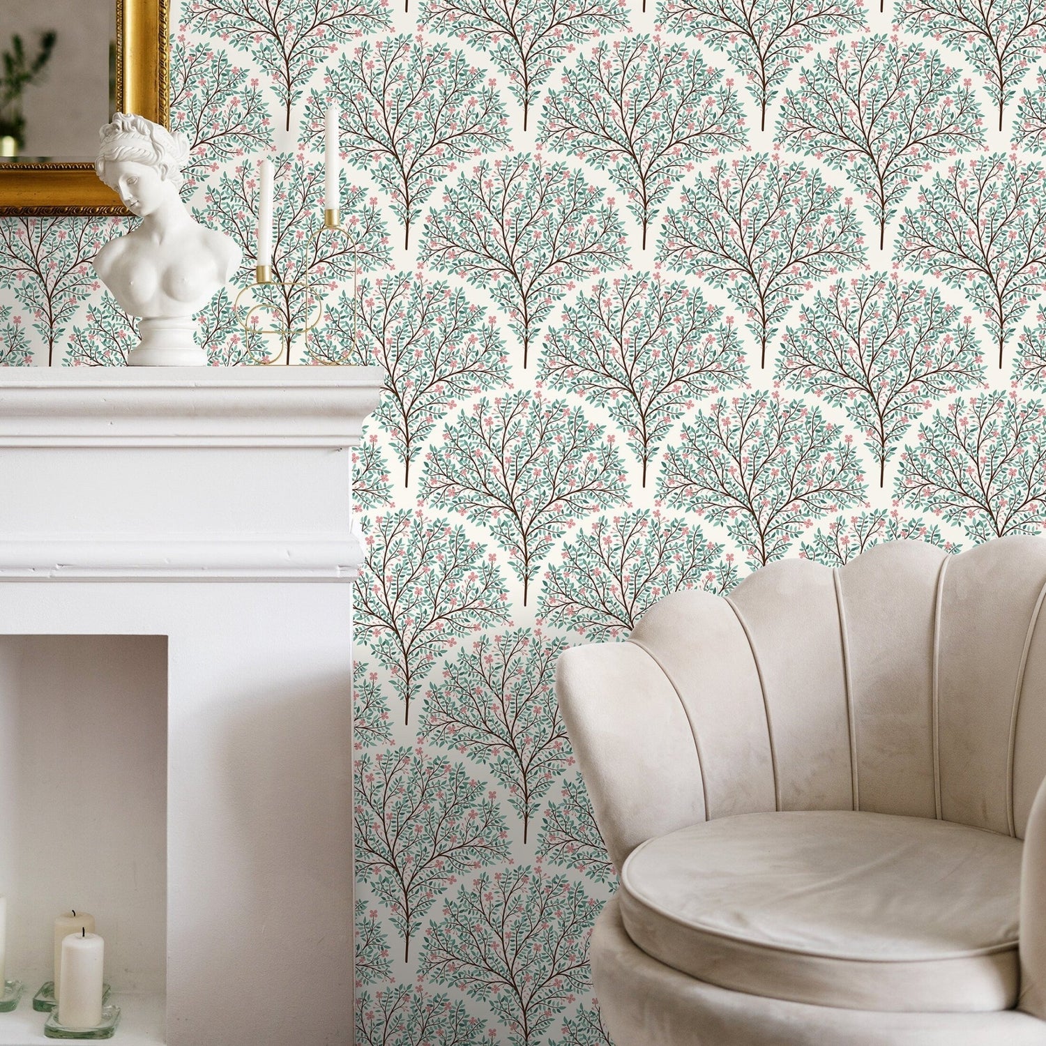 Blossoming Coral Trees Wallpaper - C809 - WallTrend