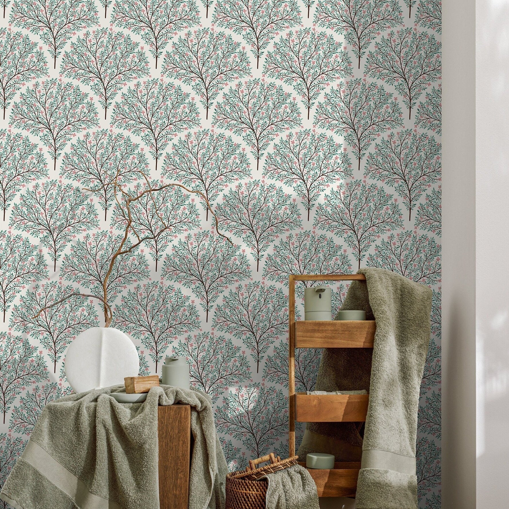 Blossoming Coral Trees Wallpaper - C809 - WallTrend