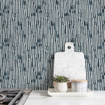 Blue Abstract Art Wallpaper Contemporary Wallpaper Peel and Stick and Traditional Wallpaper - D744 - WallTrend