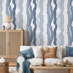 Blue Abstract Waves Wallpaper Modern Wallpaper Peel and Stick and Traditional Wallpaper - D837 - WallTrend