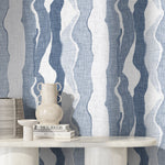 Blue Abstract Waves Wallpaper Modern Wallpaper Peel and Stick and Traditional Wallpaper - D837 - WallTrend