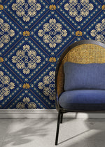 Blue and Yellow Retro Tile Wallpaper / Peel and Stick Wallpaper Removable Wallpaper Home Decor Wall Art Wall Decor Room Decor - D137 - WallTrend