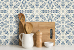 Blue Floral and Leaf Victorian Wallpaper / Peel and Stick Wallpaper Removable Wallpaper Home Decor Wall Art Wall Decor Room Decor - C782 - WallTrend