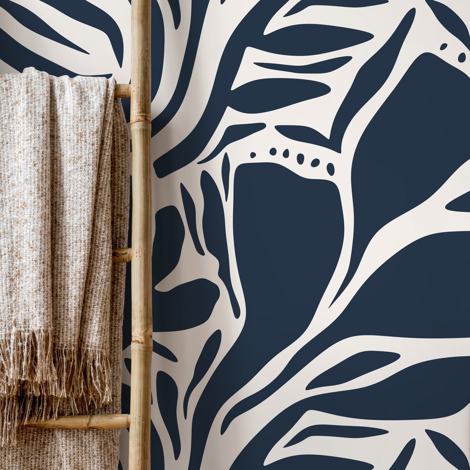 Blue Foliage Pattern Wallpaper - D640 - WallTrend