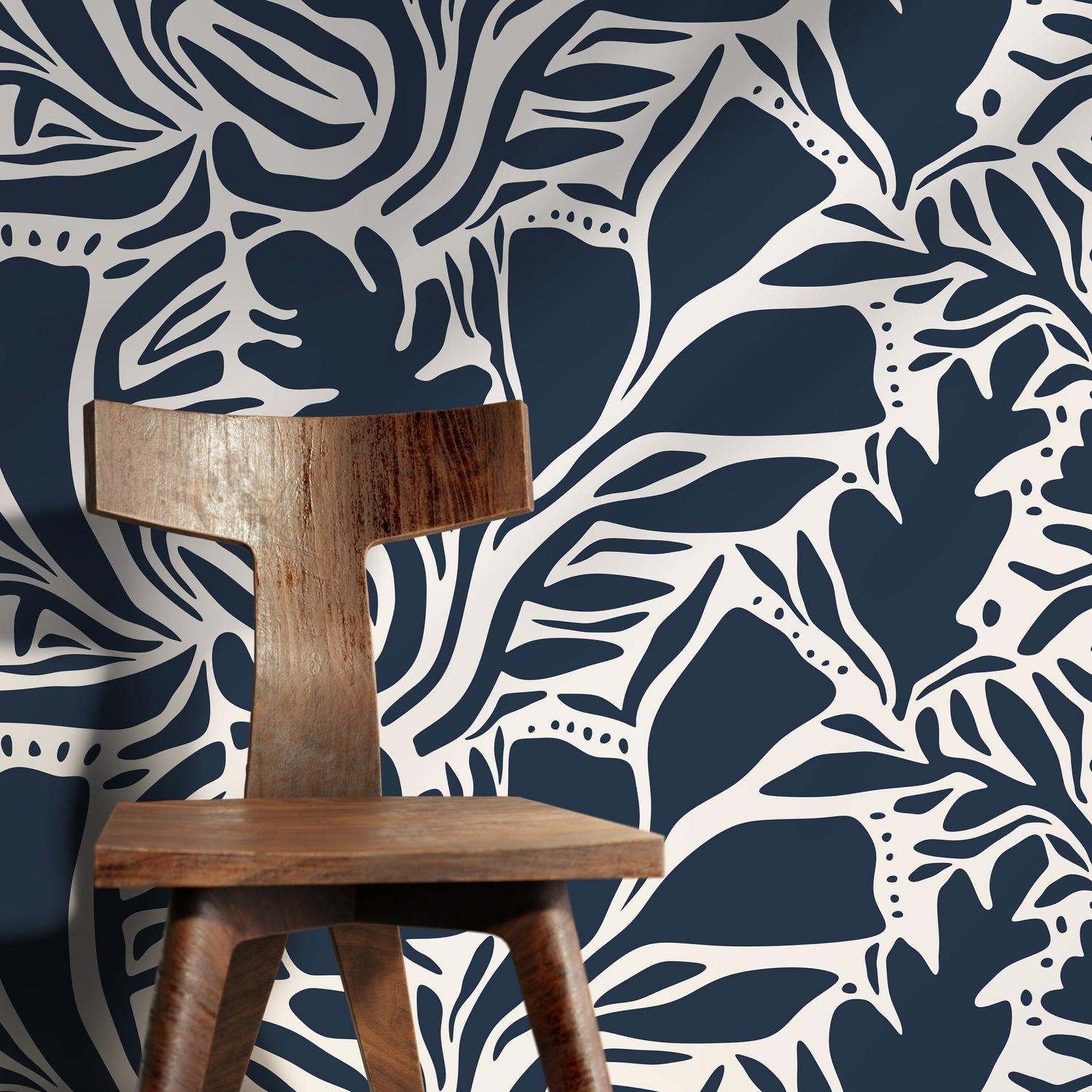 Blue Foliage Pattern Wallpaper - D640 - WallTrend