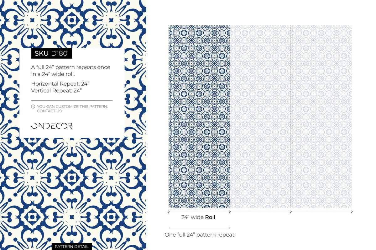 Blue Modern Tile Wallpaper / Peel and Stick Wallpaper Removable Wallpaper Home Decor Wall Art Wall Decor Room Decor - D180 - WallTrend