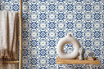 Blue Modern Tile Wallpaper / Peel and Stick Wallpaper Removable Wallpaper Home Decor Wall Art Wall Decor Room Decor - D180 - WallTrend