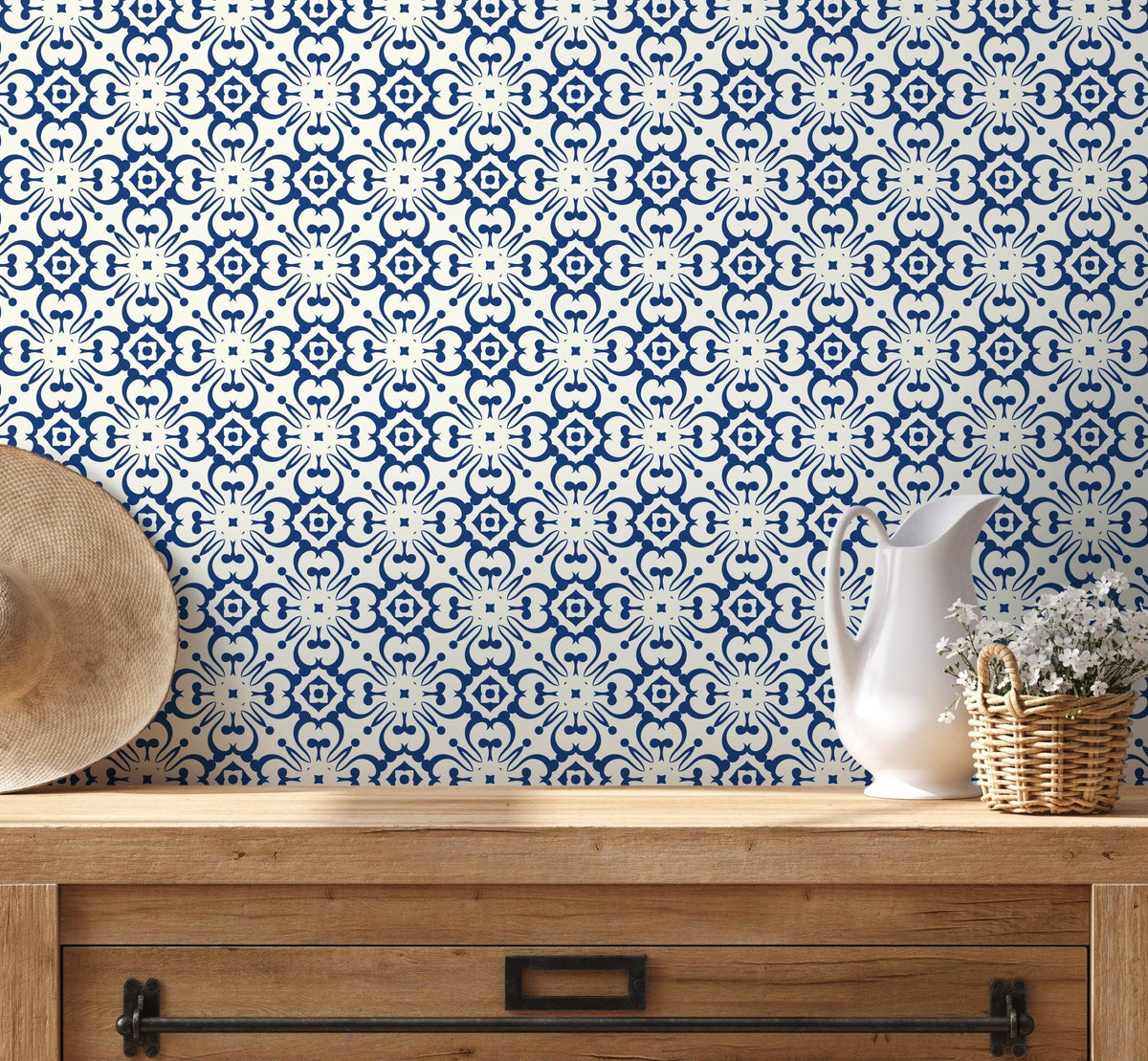 Blue Modern Tile Wallpaper / Peel and Stick Wallpaper Removable Wallpaper Home Decor Wall Art Wall Decor Room Decor - D180 - WallTrend