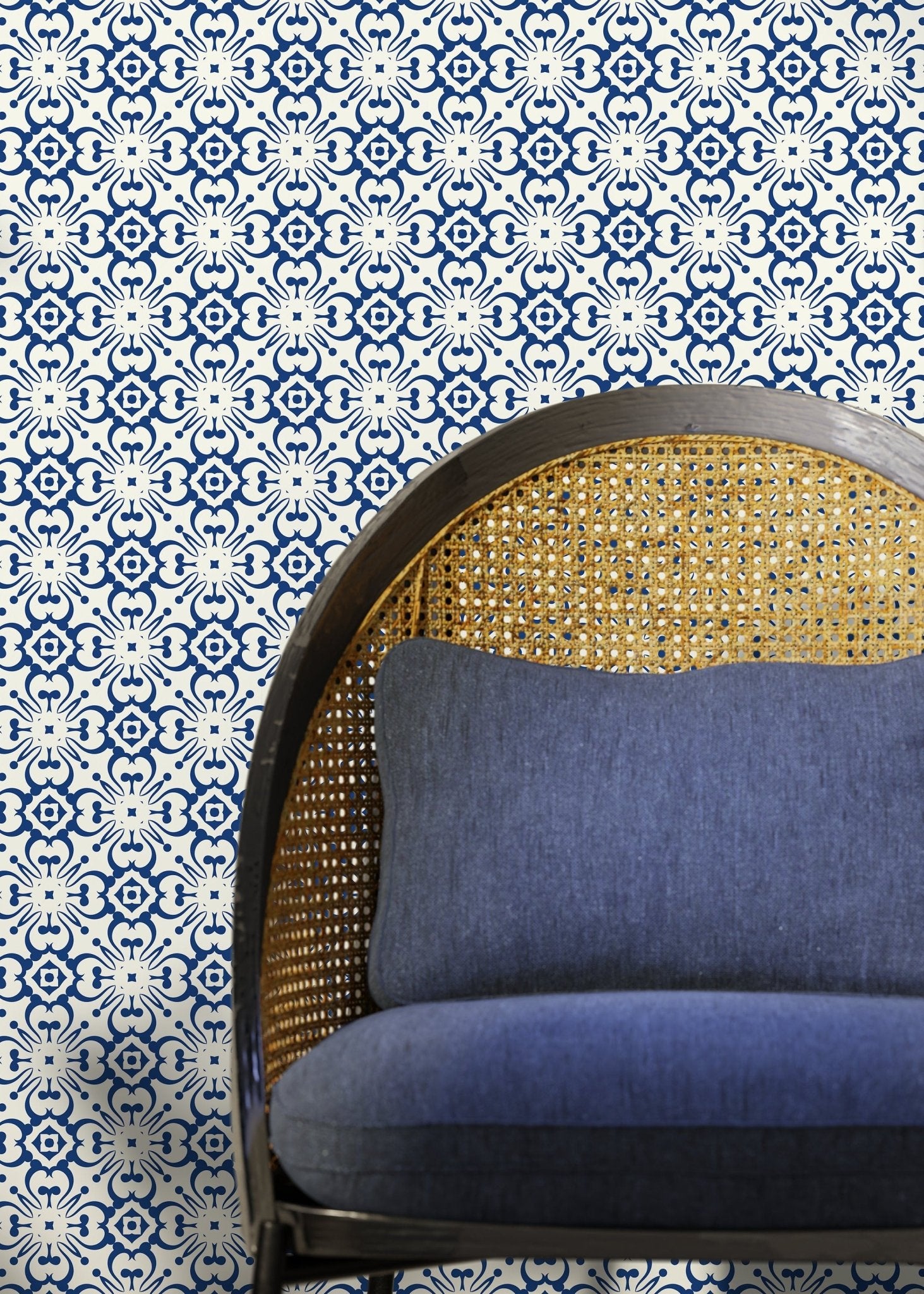Blue Modern Tile Wallpaper / Peel and Stick Wallpaper Removable Wallpaper Home Decor Wall Art Wall Decor Room Decor - D180 - WallTrend