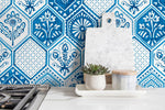 Blue Mosaic Tile Wallpaper - C445 - WallTrend