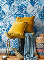 Blue Mosaic Tile Wallpaper - C445 - WallTrend