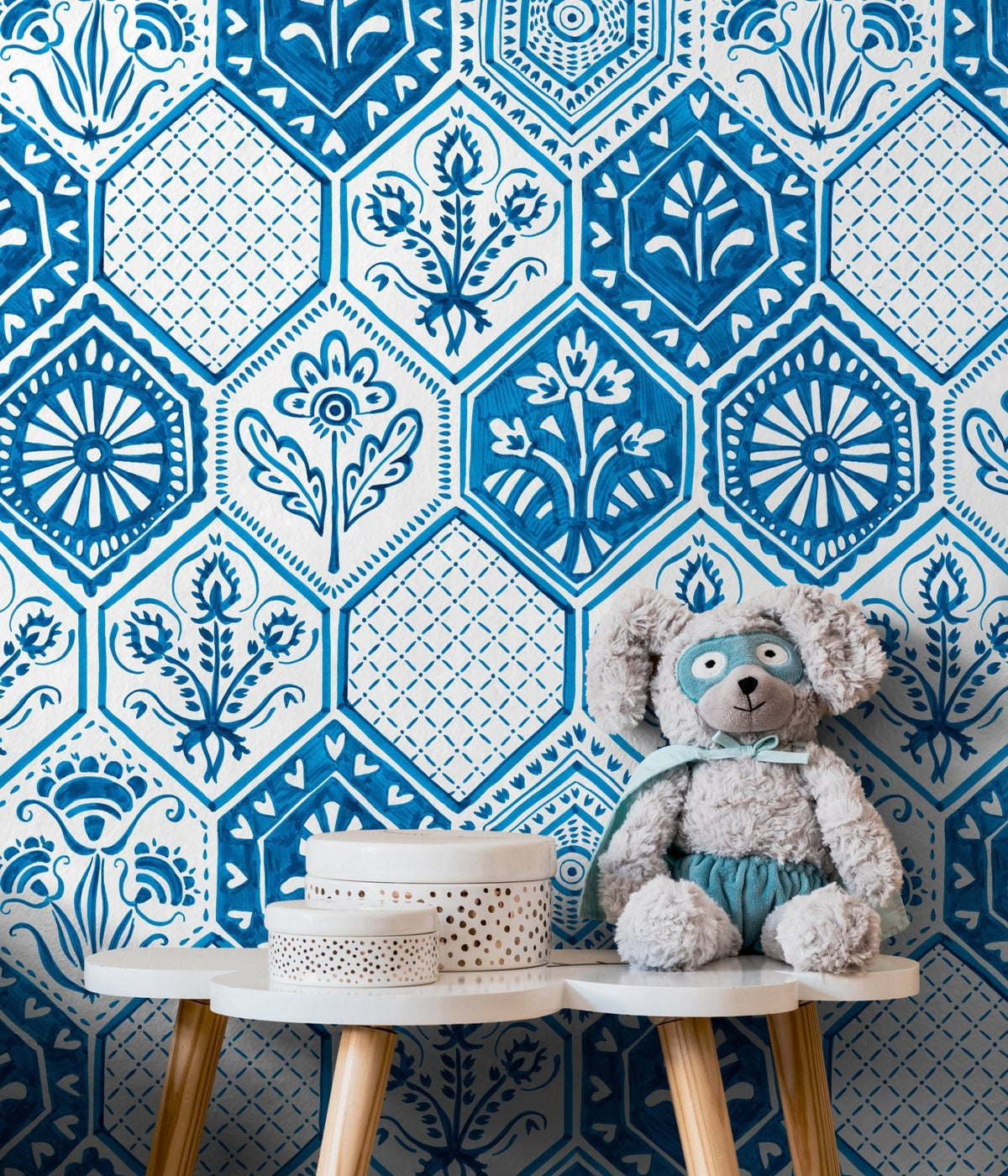 Blue Mosaic Tile Wallpaper - C445 - WallTrend