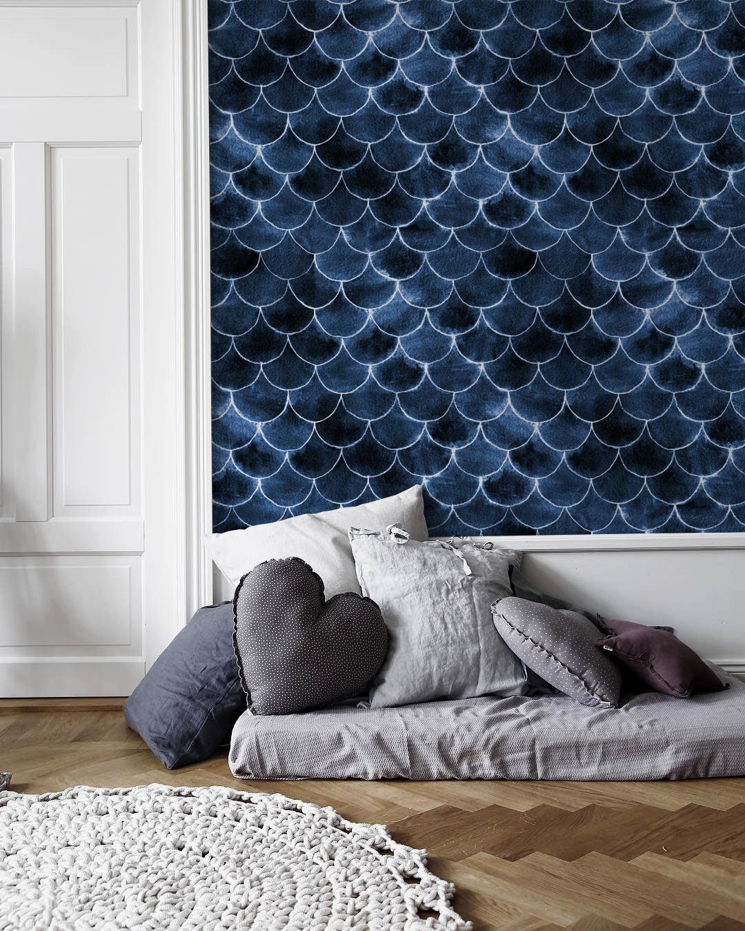 Blue Scaled Texture Wallpaper - X089 - WallTrend