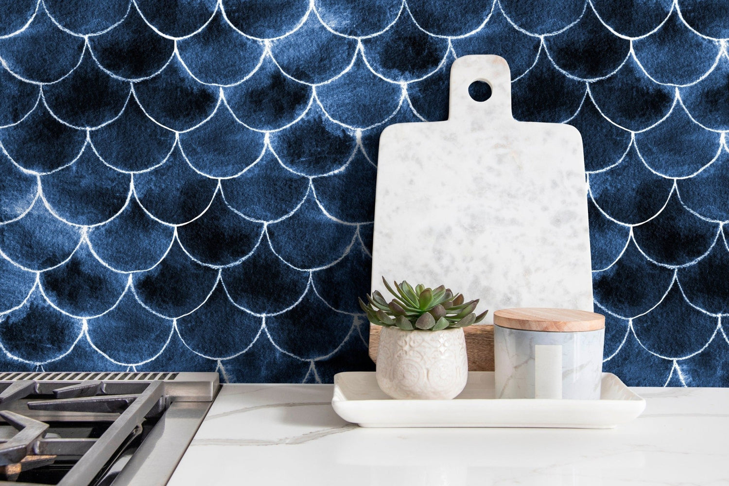 Blue Scaled Texture Wallpaper - X089 - WallTrend