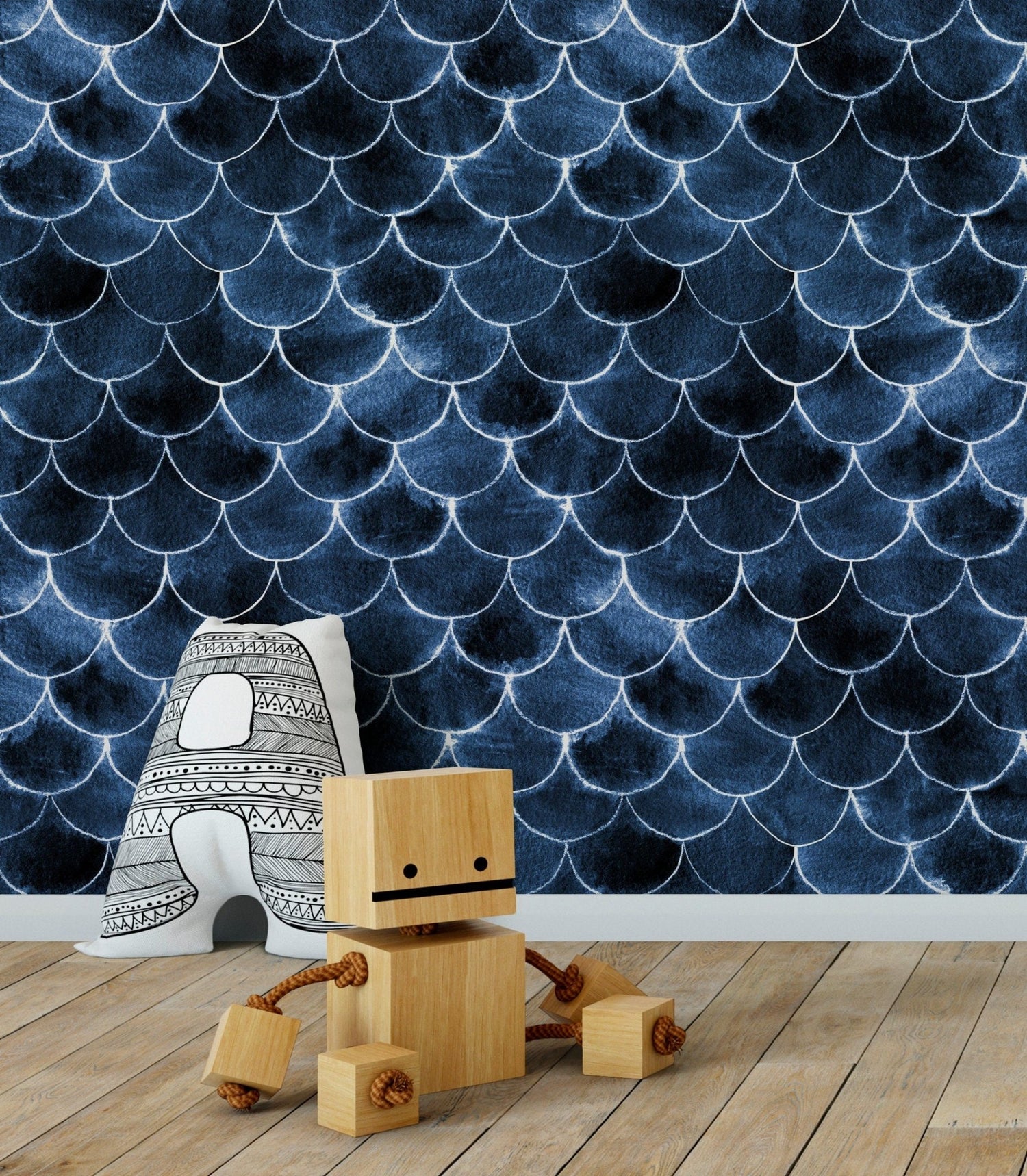 Blue Scaled Texture Wallpaper - X089 - WallTrend