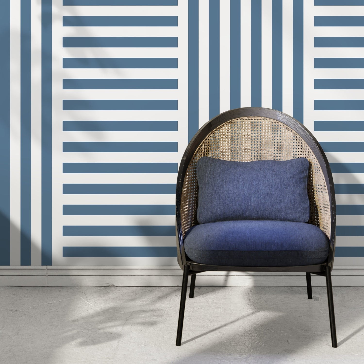 Blue Striped Wallpaper Modern Geometric Wallpaper Peel and Stick and Traditional Wallpaper - D738 - WallTrend