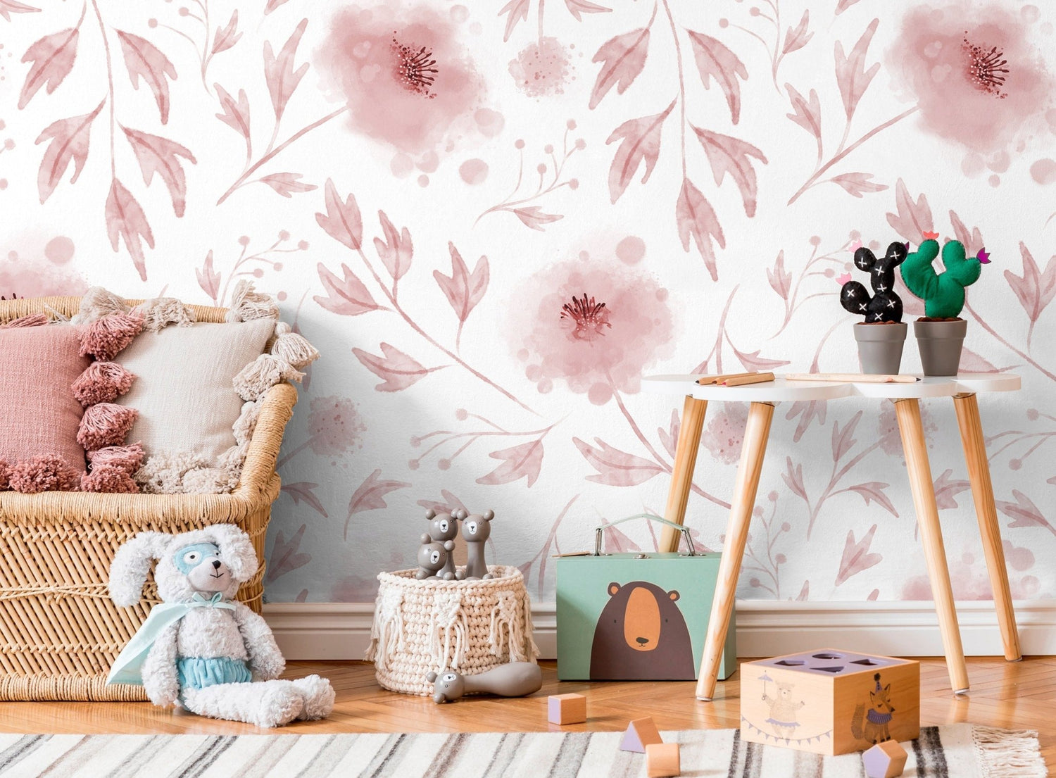 Blushing Flora Watercolor Wallpaper - X126 - WallTrend