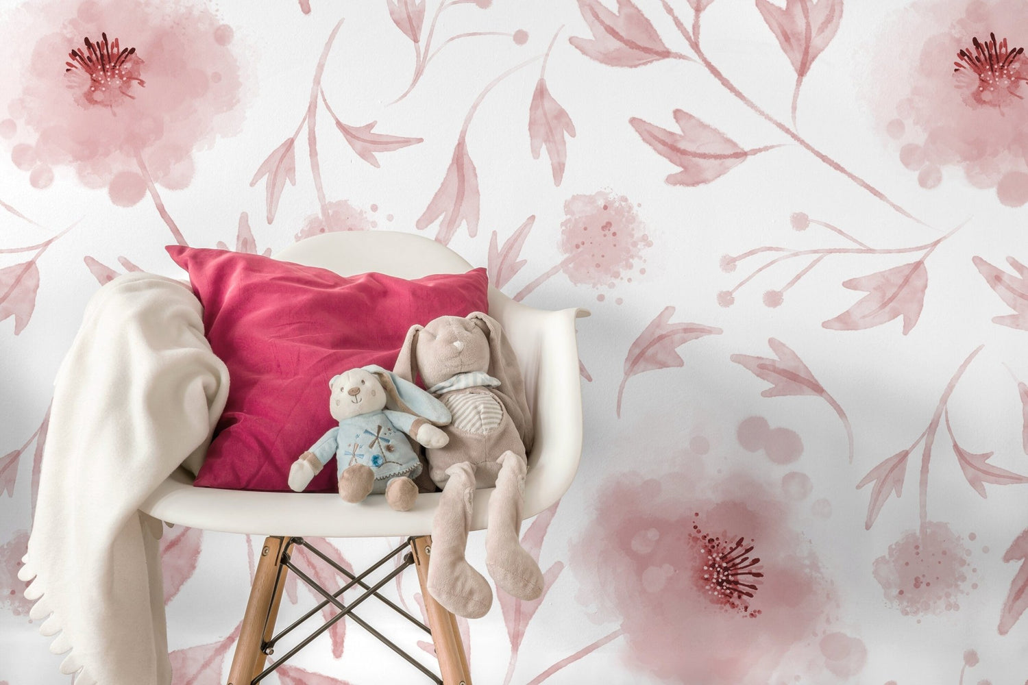 Blushing Flora Watercolor Wallpaper - X126 - WallTrend