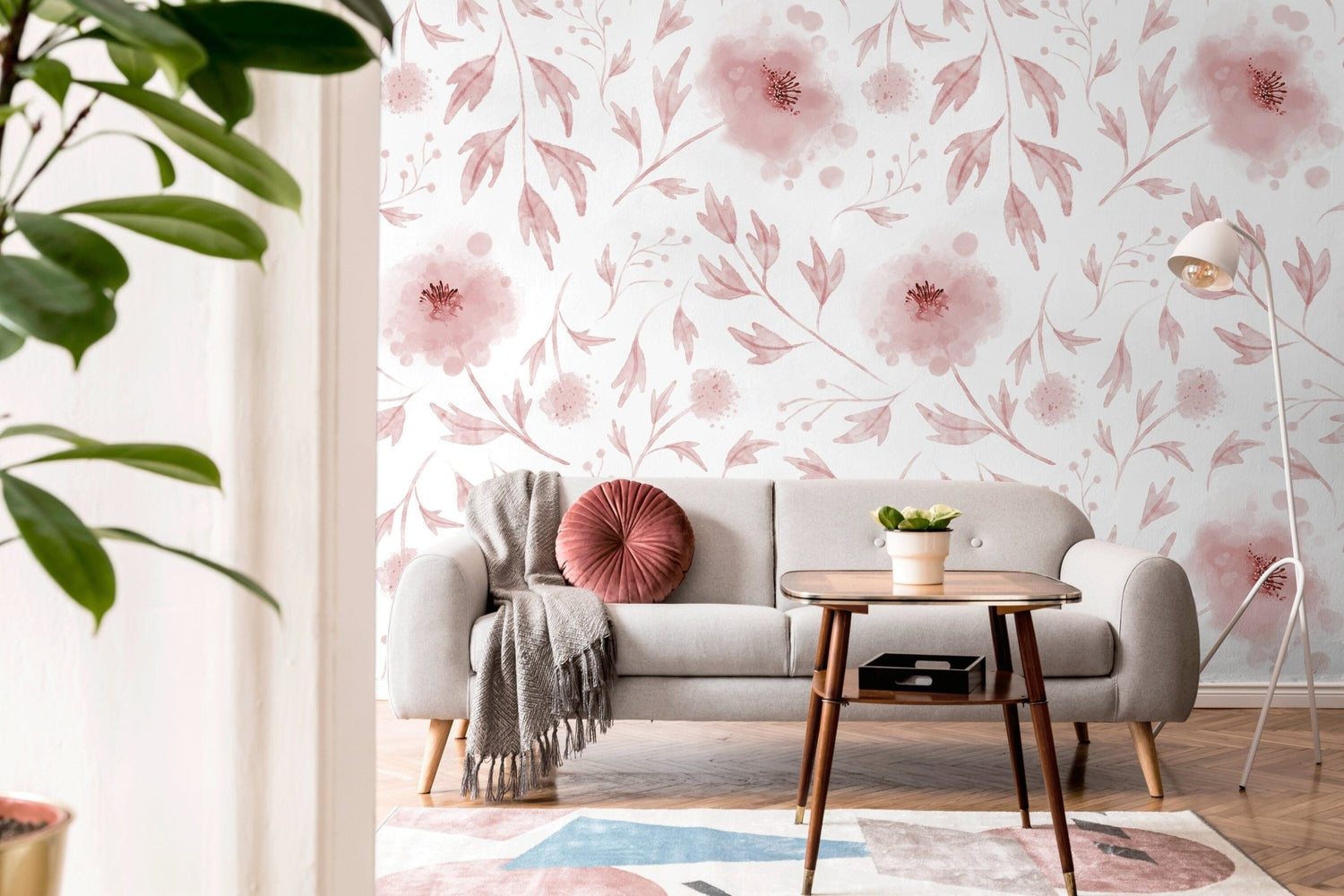 Blushing Flora Watercolor Wallpaper - X126 - WallTrend