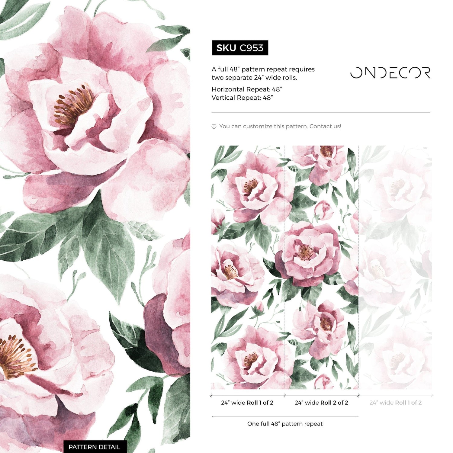 Blushing Peonies Wallpaper - C953 - WallTrend