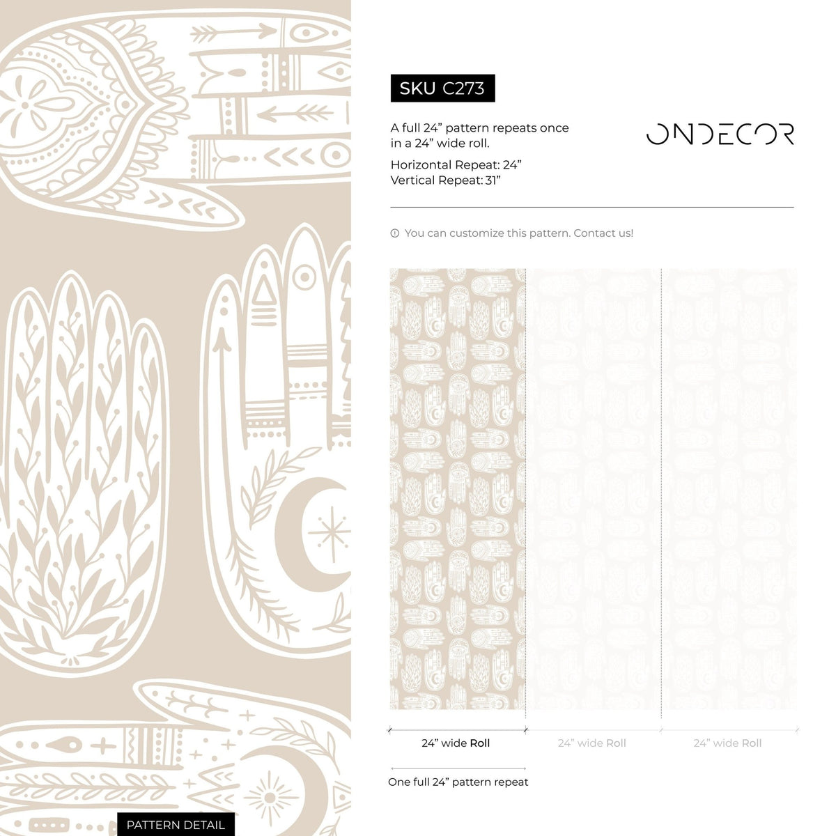 Bohemian Spirit Hands Wallpaper - C273 - WallTrend