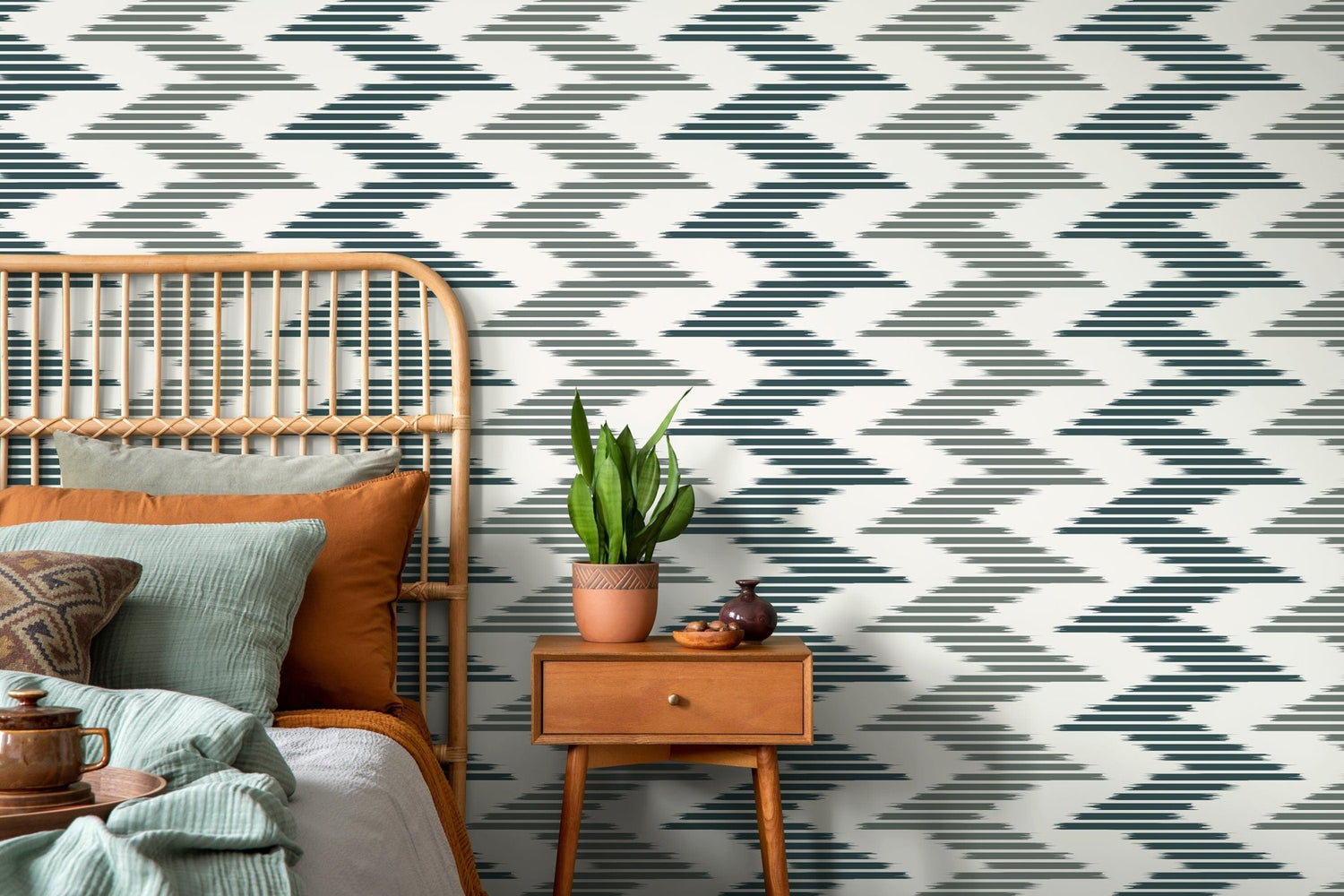 Boho Chevron Wallpaper / Peel and Stick Wallpaper Removable Wallpaper Home Decor Wall Art Wall Decor Room Decor - D205 - WallTrend