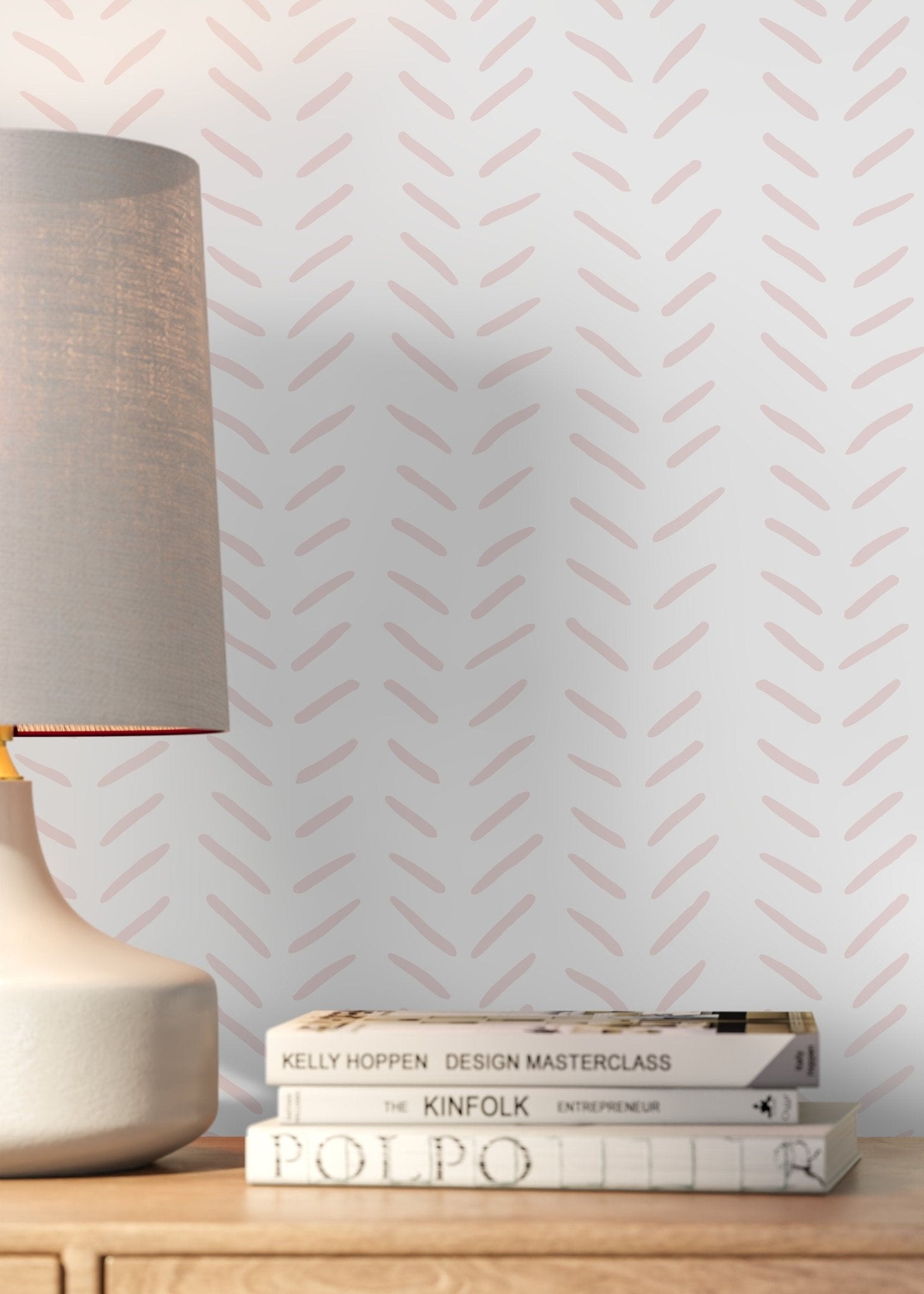 Boho Herringbone in Soft Pink Wallpaper Removable and Repositionable Peel and Stick or Traditional Pre - pasted Wallpaper - ZACI - WallTrend