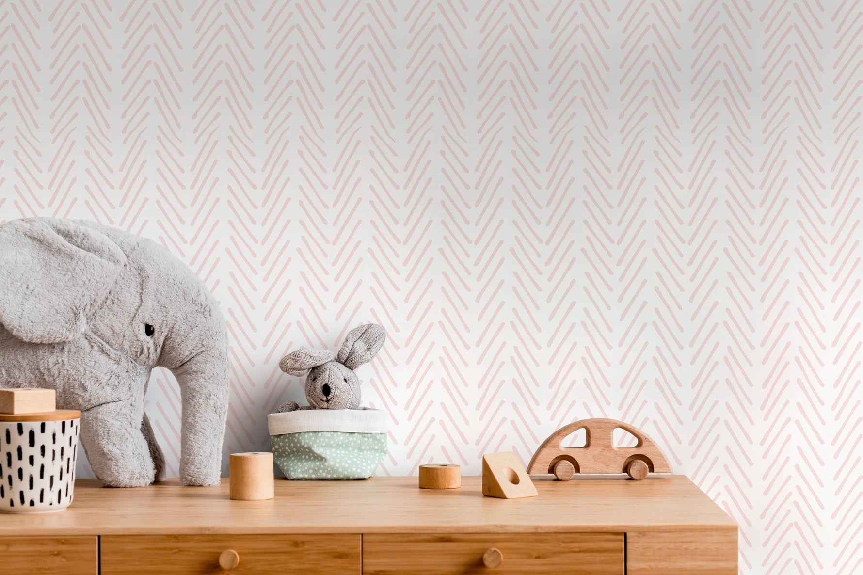 Boho Herringbone in Soft Pink Wallpaper Removable and Repositionable Peel and Stick or Traditional Pre - pasted Wallpaper - ZADW - WallTrend