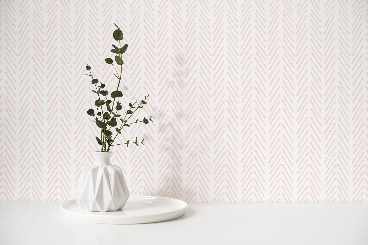 Boho Herringbone in Soft Pink Wallpaper Removable and Repositionable Peel and Stick or Traditional Pre - pasted Wallpaper - ZADW - WallTrend