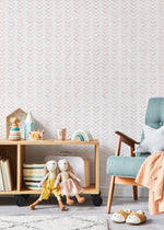 Boho Herringbone in Soft Pink Wallpaper Removable and Repositionable Peel and Stick or Traditional Pre - pasted Wallpaper - ZADX - WallTrend