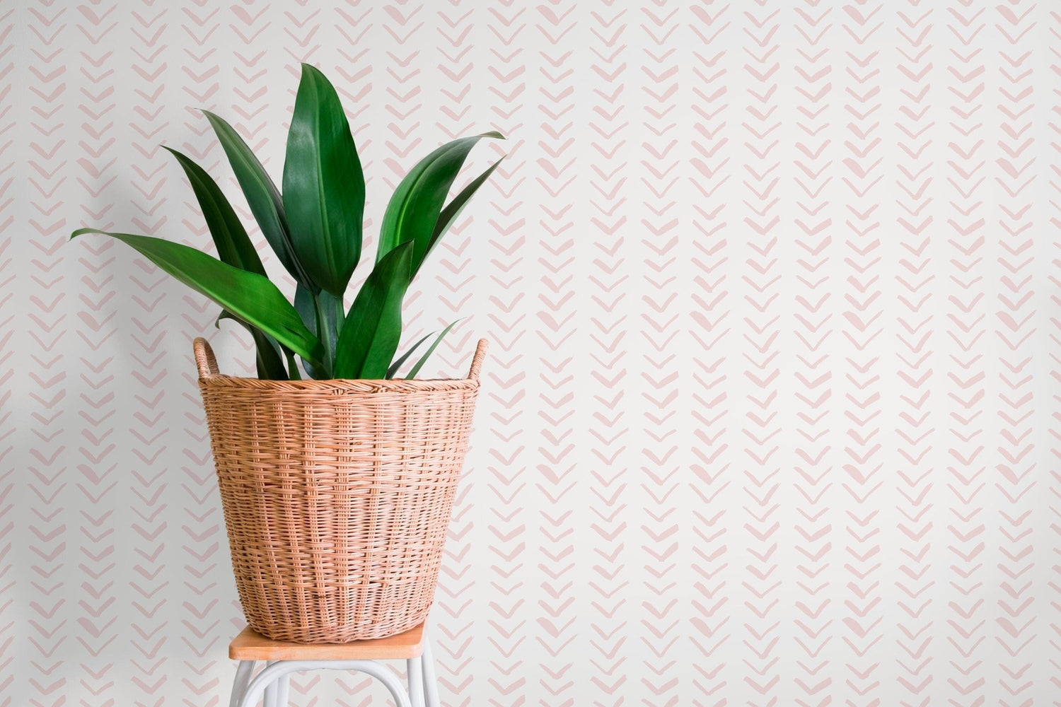 Boho Herringbone in Soft Pink Wallpaper Removable and Repositionable Peel and Stick or Traditional Pre - pasted Wallpaper - ZADX - WallTrend