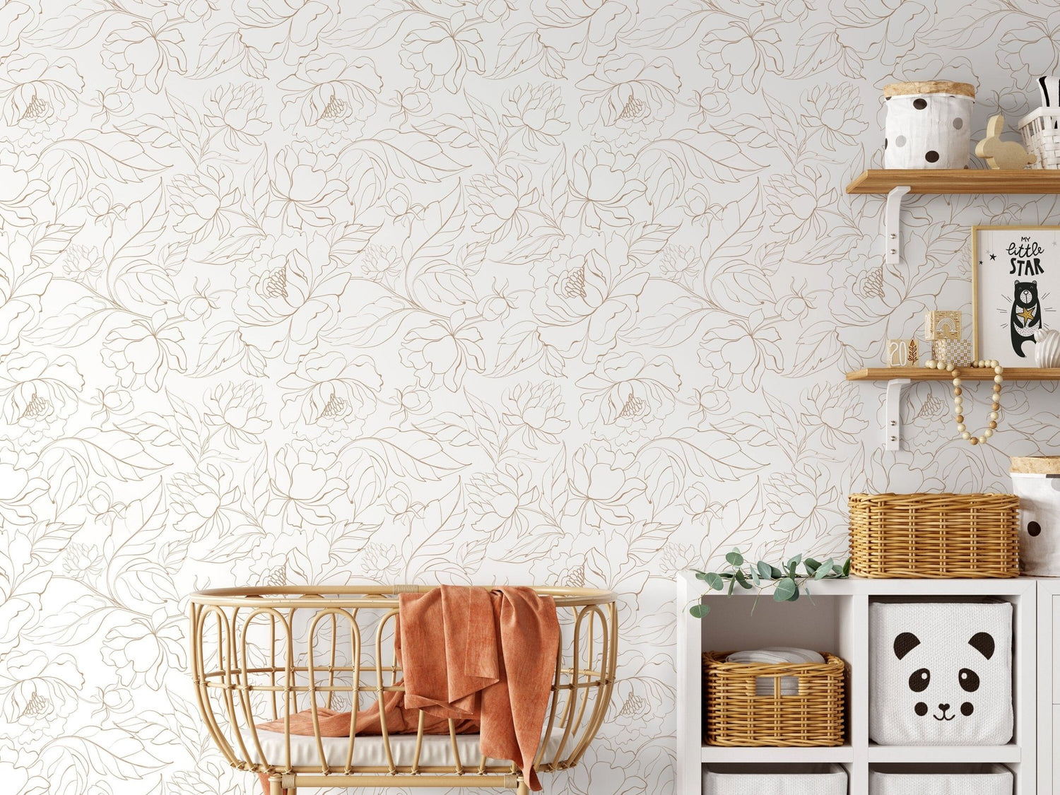 Boho Minimalist Peony Wallpaper Peel and Stick Removable Repositionable Geometric Minimalistic Abstract - ZABO - WallTrend