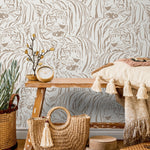 Boho Neutral Tiger Wallpaper Removable Peel and Stick Wallpaper, Animal Print Repositionable Peel and Stick Wallpaper - ZADG - WallTrend