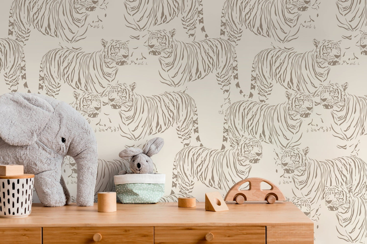 Boho Neutral Tiger Wallpaper Removable Peel and Stick Wallpaper, Animal Print Repositionable Peel and Stick Wallpaper - ZADH - WallTrend