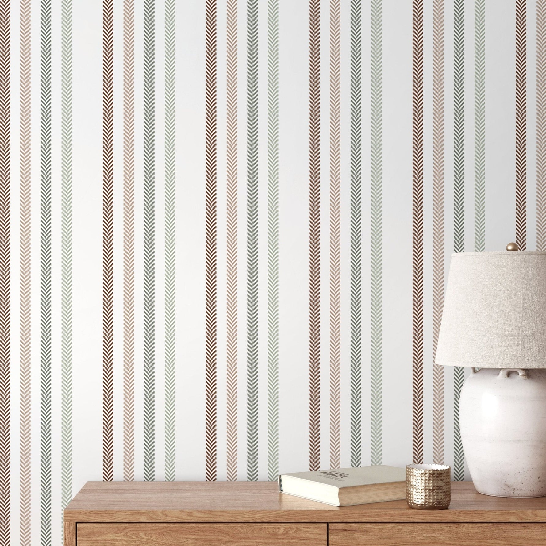 Boho Striped Wallpaper Farmhouse Wallpaper Peel and Stick and Traditional Wallpaper - D779 - WallTrend