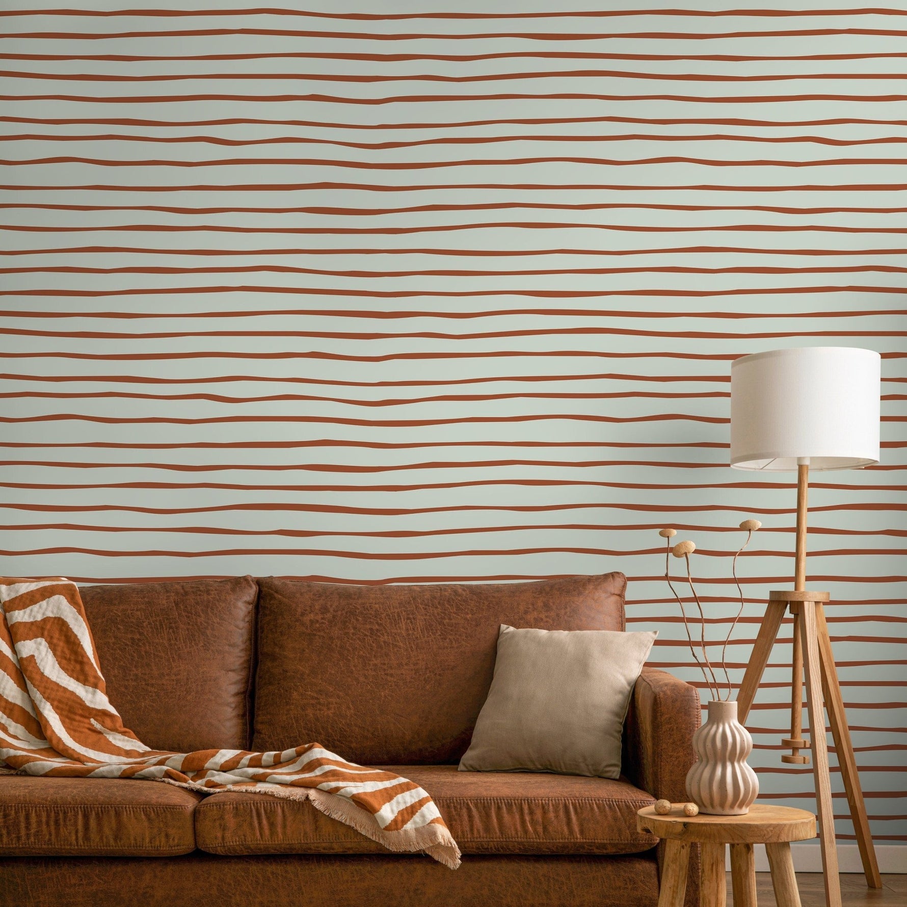 Boho Striped Wallpaper Modern Waves Wallpaper Peel and Stick and Traditional Wallpaper - D775 - WallTrend